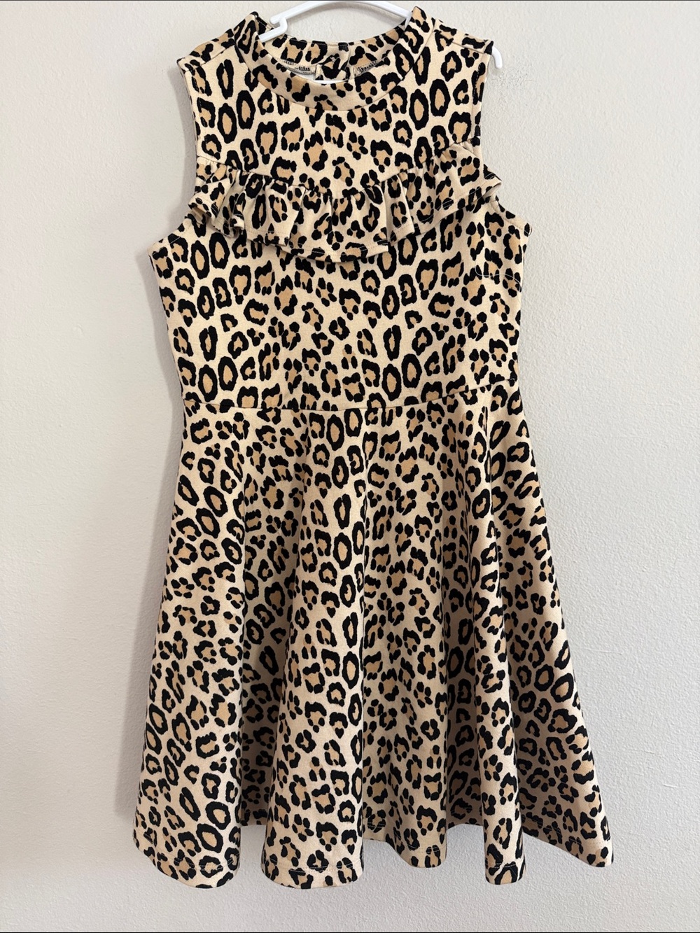 Girls' Leopard Print Sleeveless Dress - Beige/Black LEW983